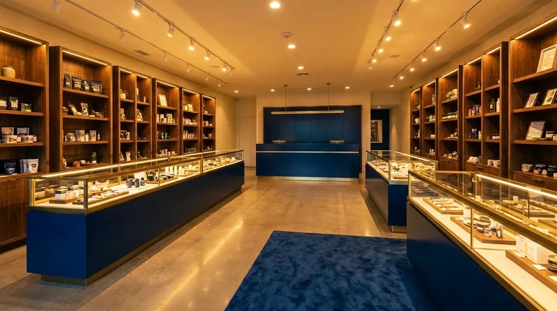 Licensed retail interior with glass display cases and wood shelving, Can You Open a Medical Marijuana Dispensary in Louisiana?